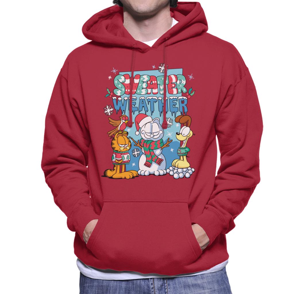 Garfield Christmas Sweater Weather Men's Hooded Sweatshirt-ALL + EVERY