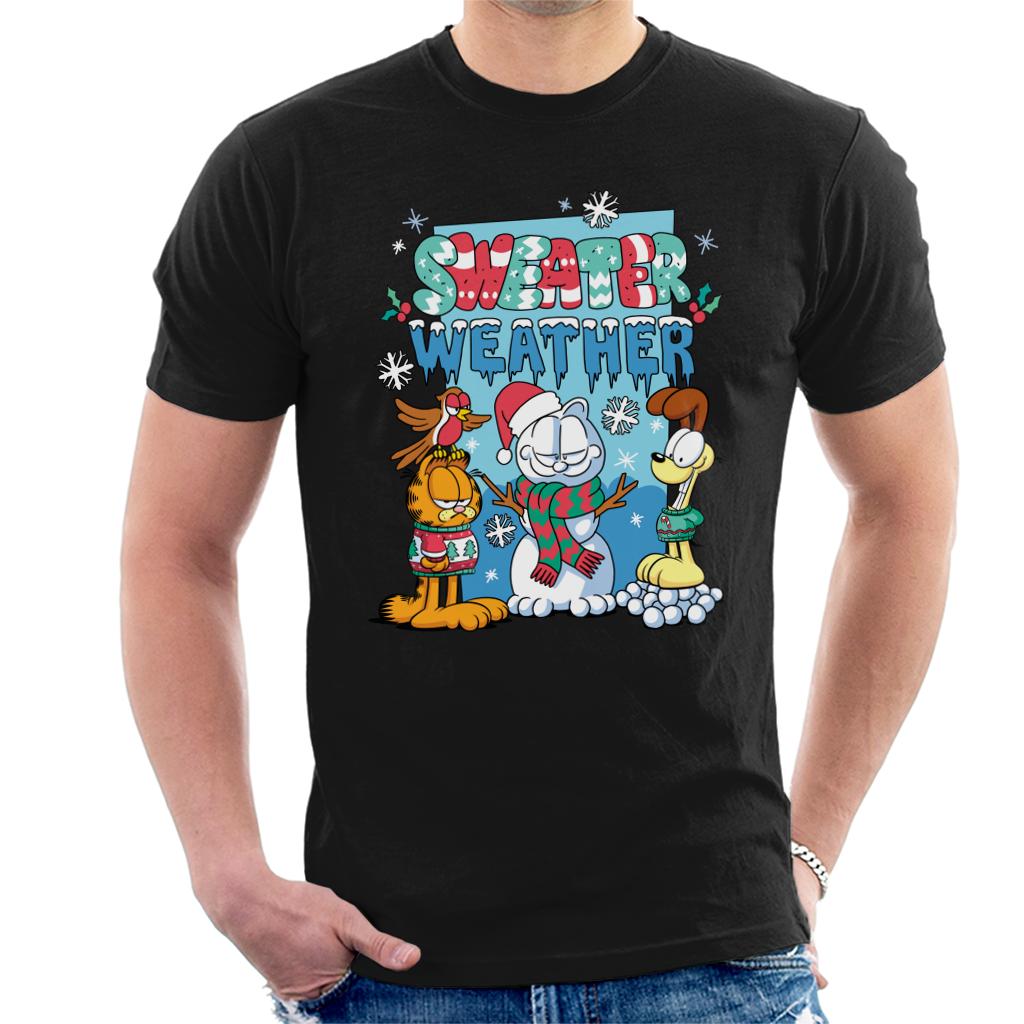 Garfield Christmas Sweater Weather Men's T-Shirt-ALL + EVERY