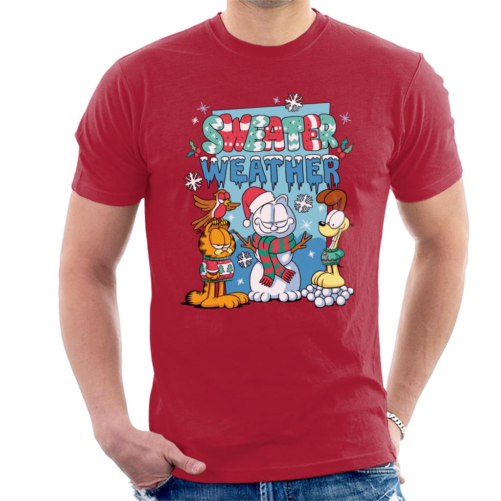 Garfield Christmas Sweater Weather Men's T-Shirt-ALL + EVERY