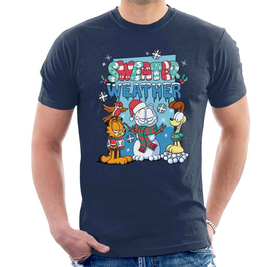 Garfield Christmas Sweater Weather Men's T-Shirt-ALL + EVERY