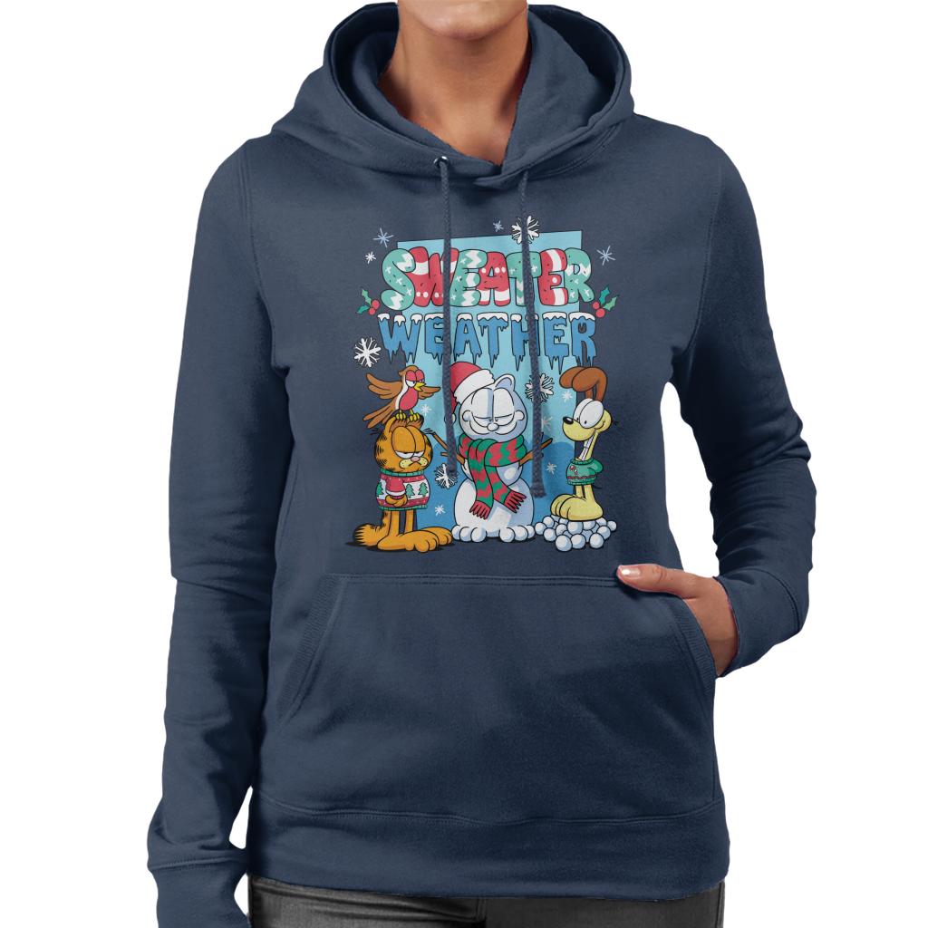 Garfield Christmas Sweater Weather Women's Hooded Sweatshirt-ALL + EVERY