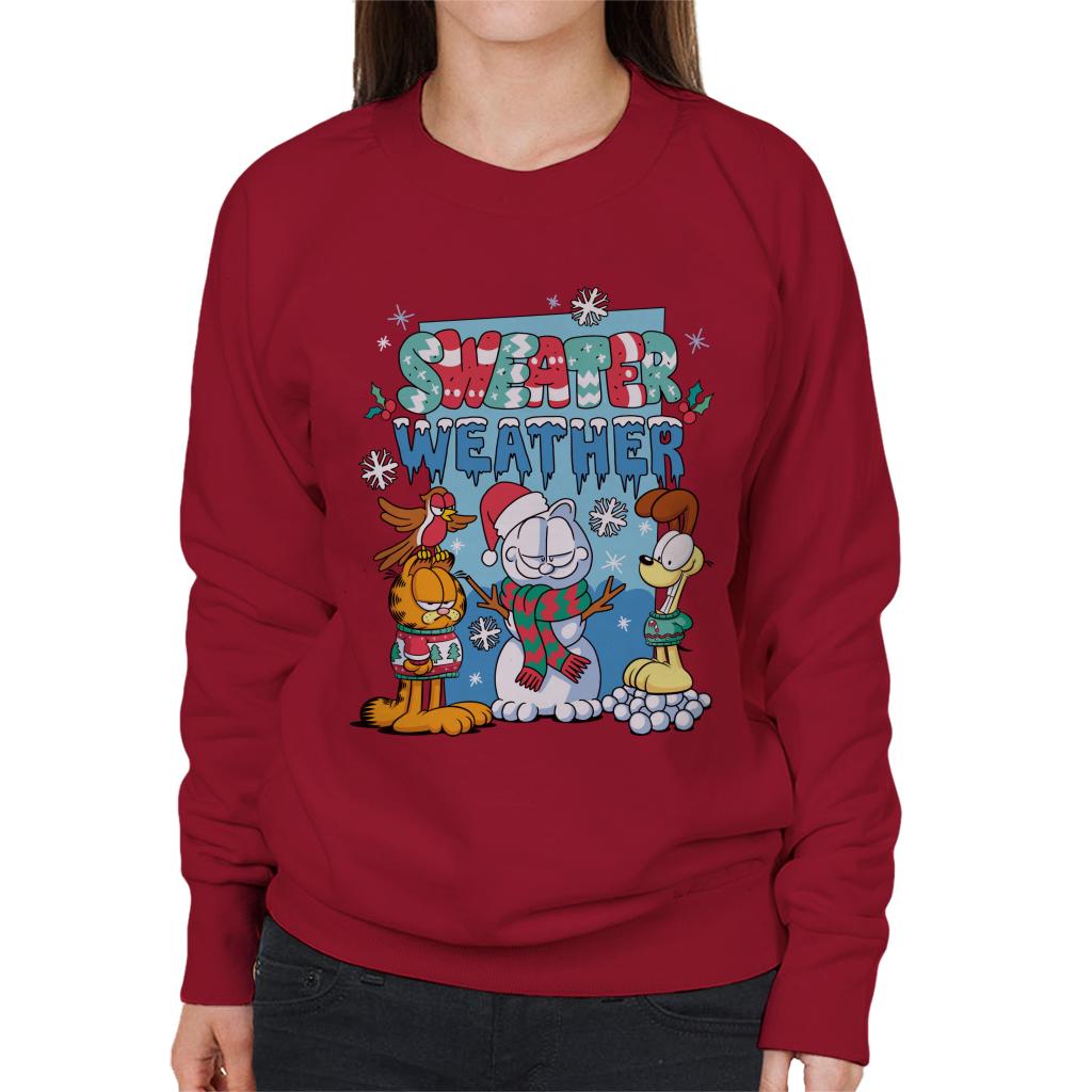 Garfield Christmas Sweater Weather Women's Sweatshirt-ALL + EVERY