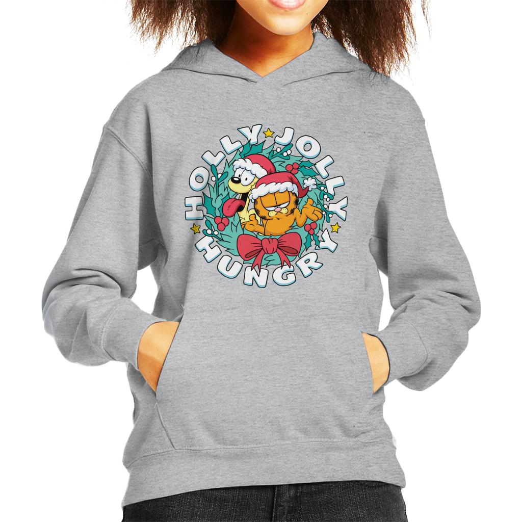 Garfield Christmas Holly Jolly Hungry Kid's Hooded Sweatshirt-ALL + EVERY