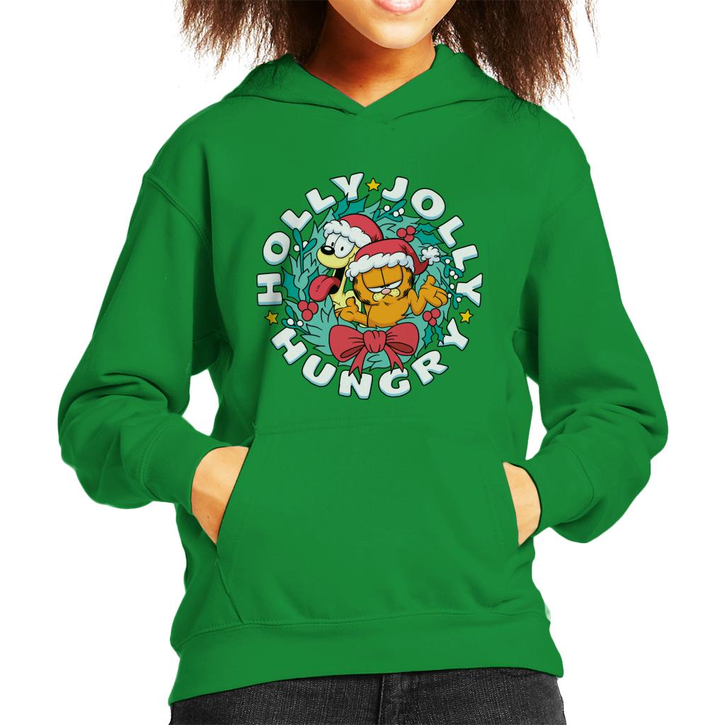 Garfield Christmas Holly Jolly Hungry Kid's Hooded Sweatshirt-ALL + EVERY