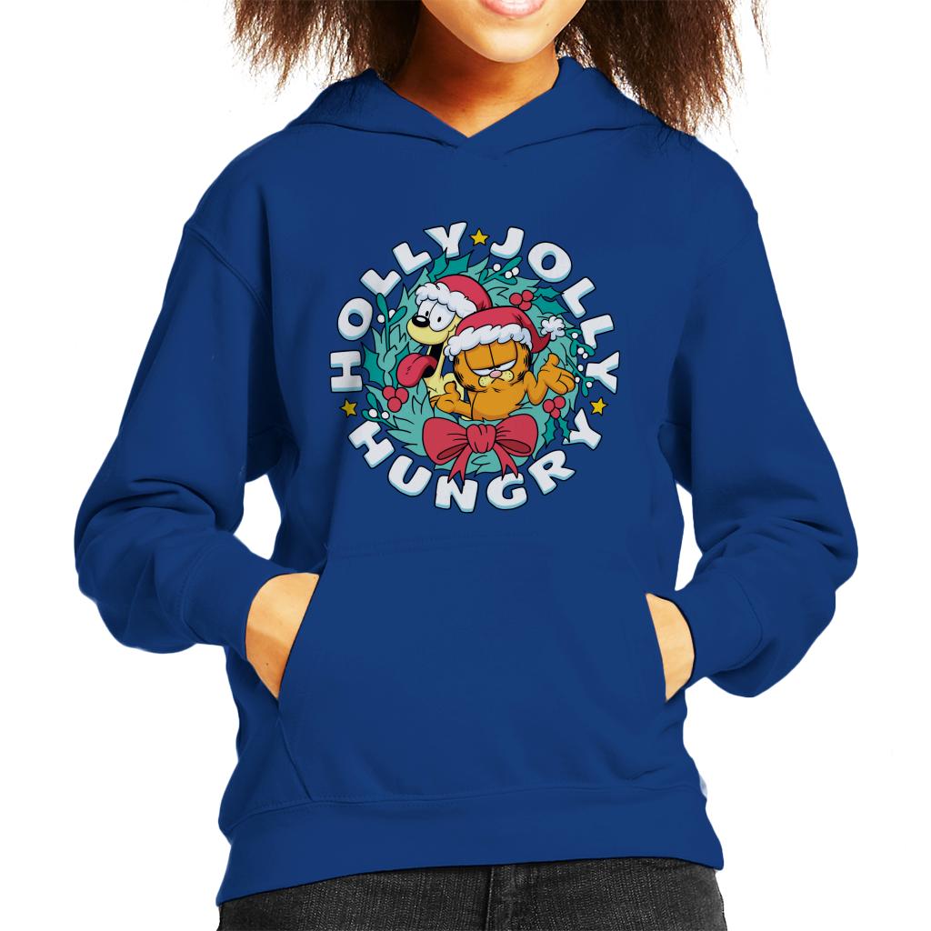 Garfield Christmas Holly Jolly Hungry Kid's Hooded Sweatshirt-ALL + EVERY