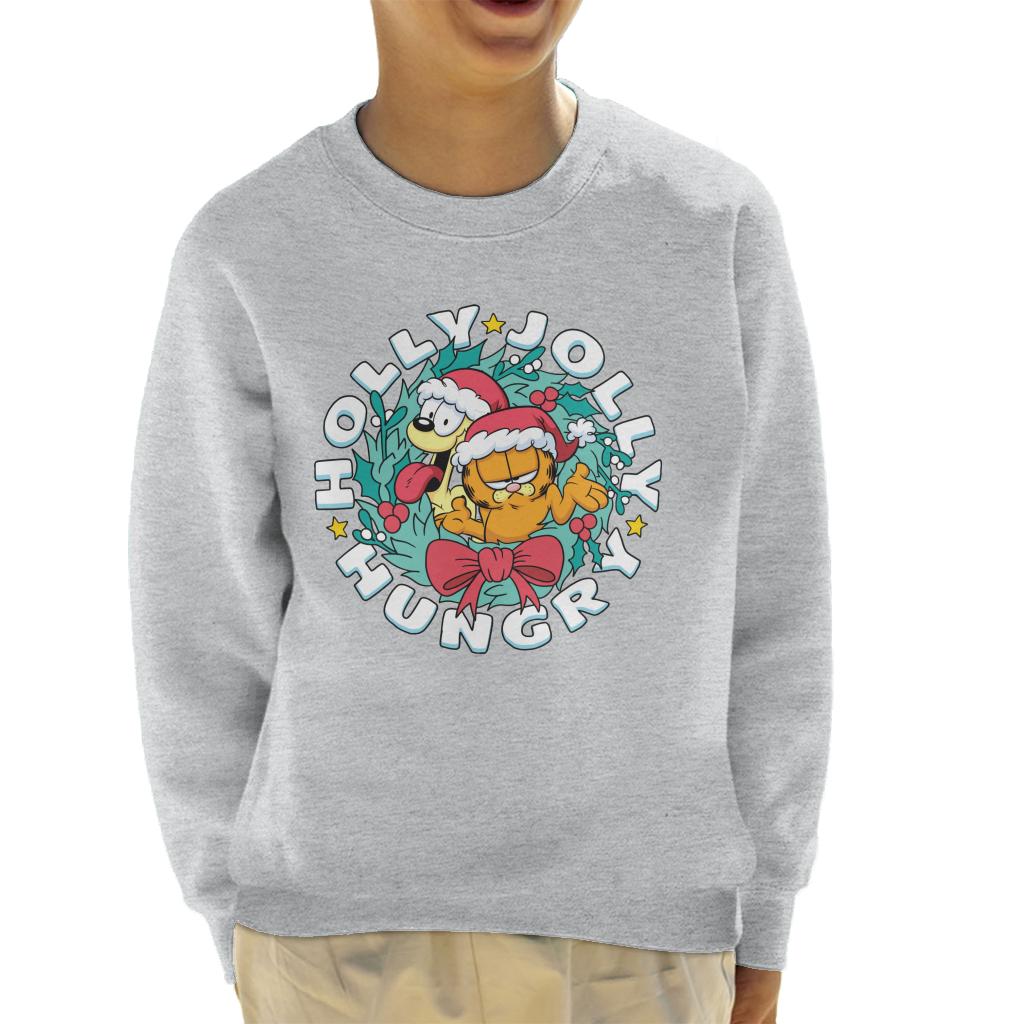 Garfield Christmas Holly Jolly Hungry Kid's Sweatshirt-ALL + EVERY