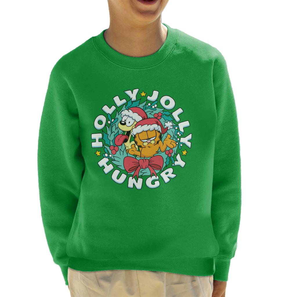 Garfield Christmas Holly Jolly Hungry Kid's Sweatshirt-ALL + EVERY