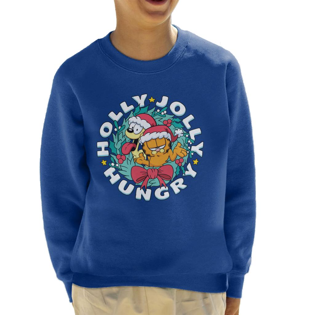 Garfield Christmas Holly Jolly Hungry Kid's Sweatshirt-ALL + EVERY