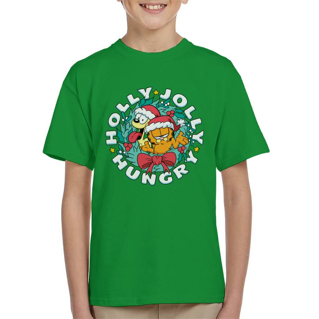 Garfield Christmas Holly Jolly Hungry Kid's T-Shirt-ALL + EVERY