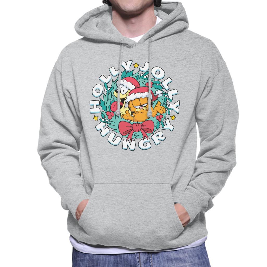 Garfield Christmas Holly Jolly Hungry Men's Hooded Sweatshirt-ALL + EVERY