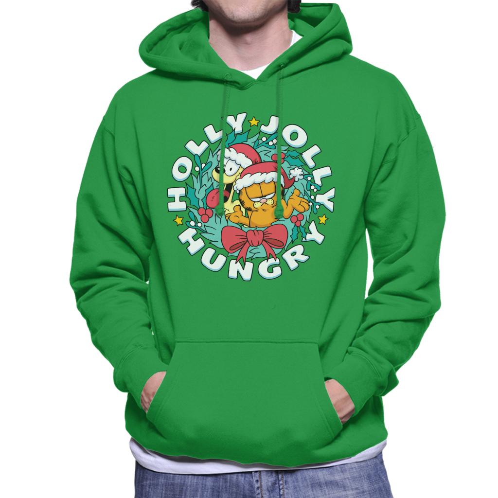 Garfield Christmas Holly Jolly Hungry Men's Hooded Sweatshirt-ALL + EVERY