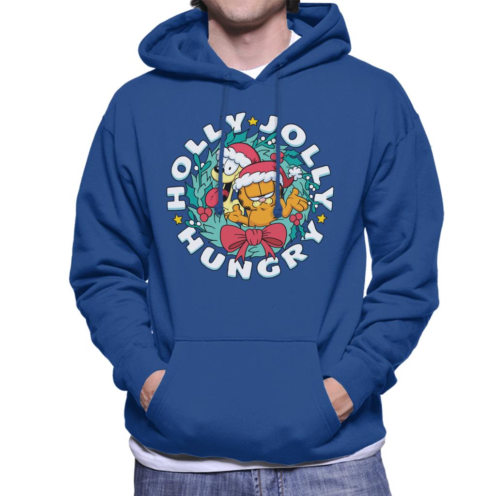 Garfield Christmas Holly Jolly Hungry Men's Hooded Sweatshirt-ALL + EVERY