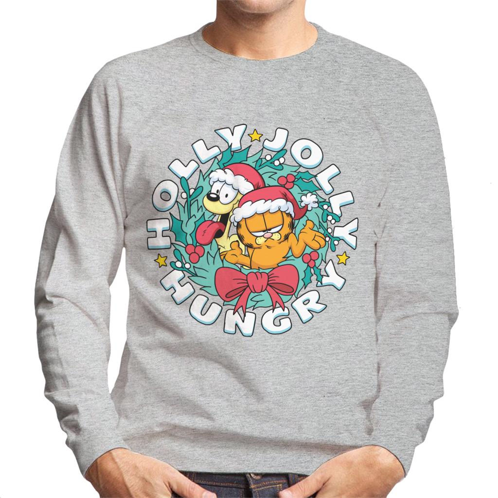 Garfield Christmas Holly Jolly Hungry Men's Sweatshirt-ALL + EVERY