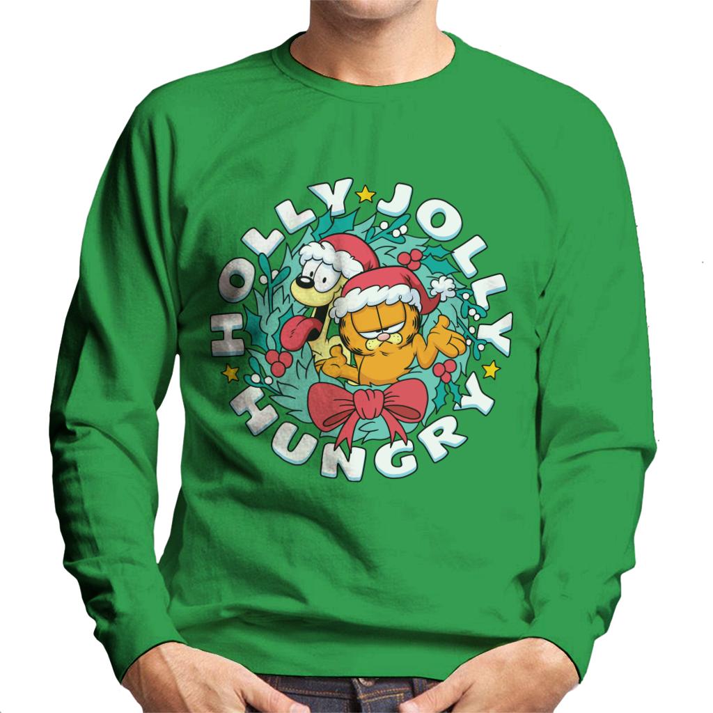 Garfield Christmas Holly Jolly Hungry Men's Sweatshirt-ALL + EVERY