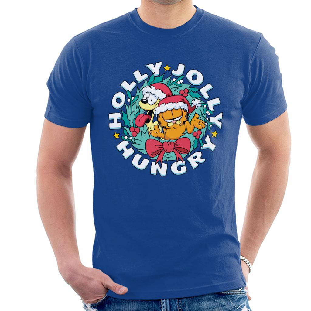 Garfield Christmas Holly Jolly Hungry Men's T-Shirt-ALL + EVERY