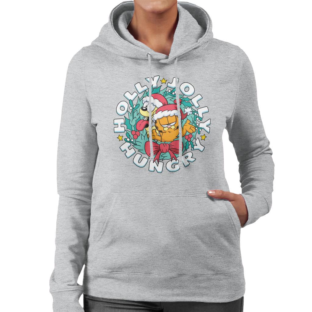 Garfield Christmas Holly Jolly Hungry Women's Hooded Sweatshirt-ALL + EVERY