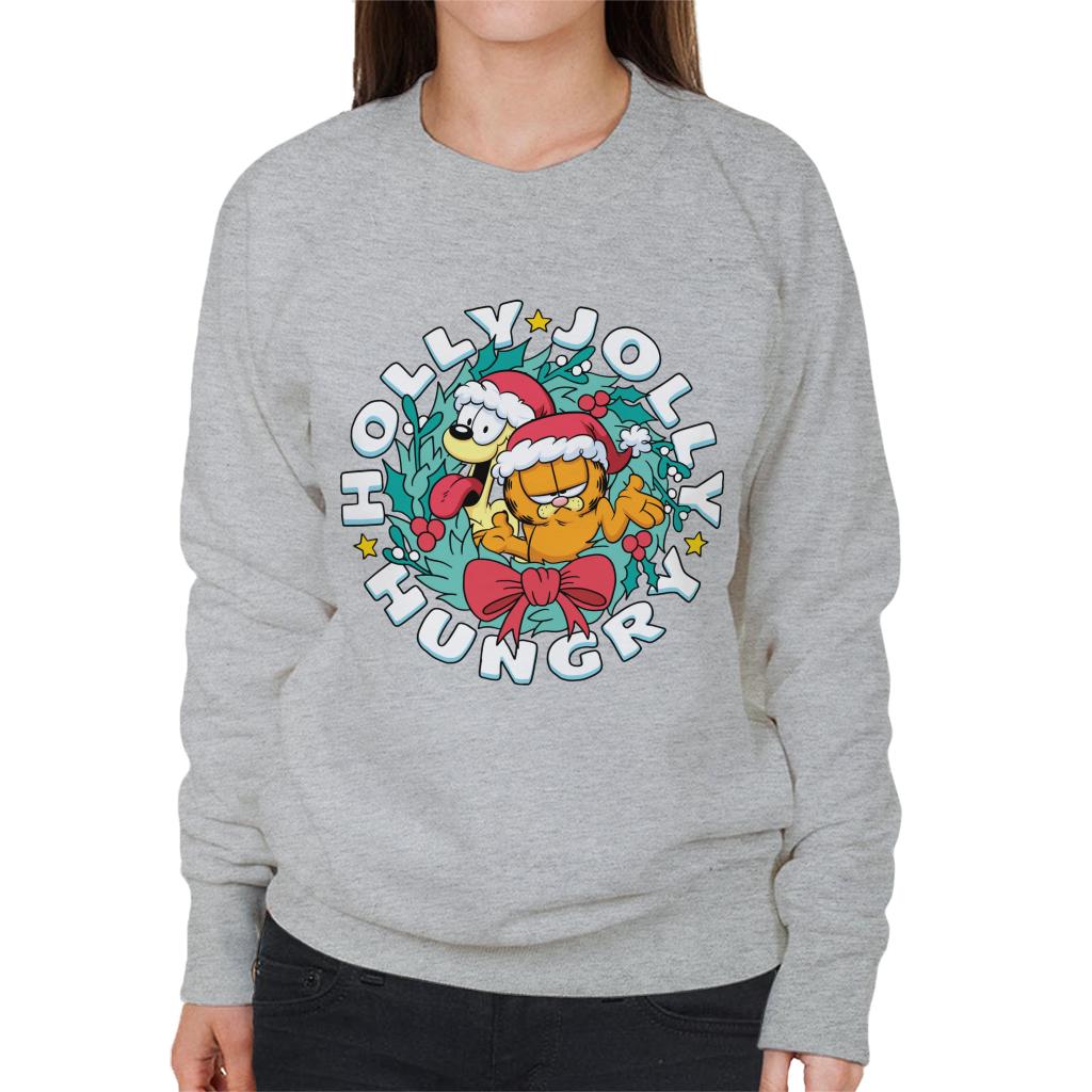 Garfield Christmas Holly Jolly Hungry Women's Sweatshirt-ALL + EVERY