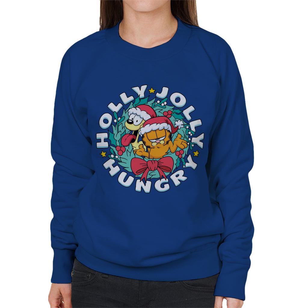 Garfield Christmas Holly Jolly Hungry Women's Sweatshirt-ALL + EVERY