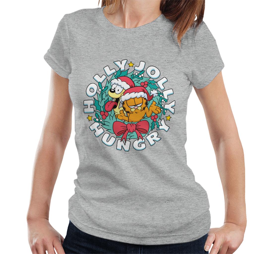 Garfield Christmas Holly Jolly Hungry Women's T-Shirt-ALL + EVERY