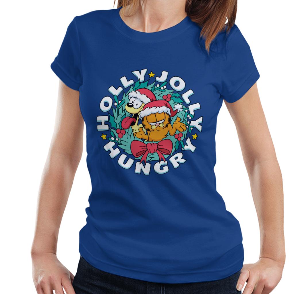 Garfield Christmas Holly Jolly Hungry Women's T-Shirt-ALL + EVERY