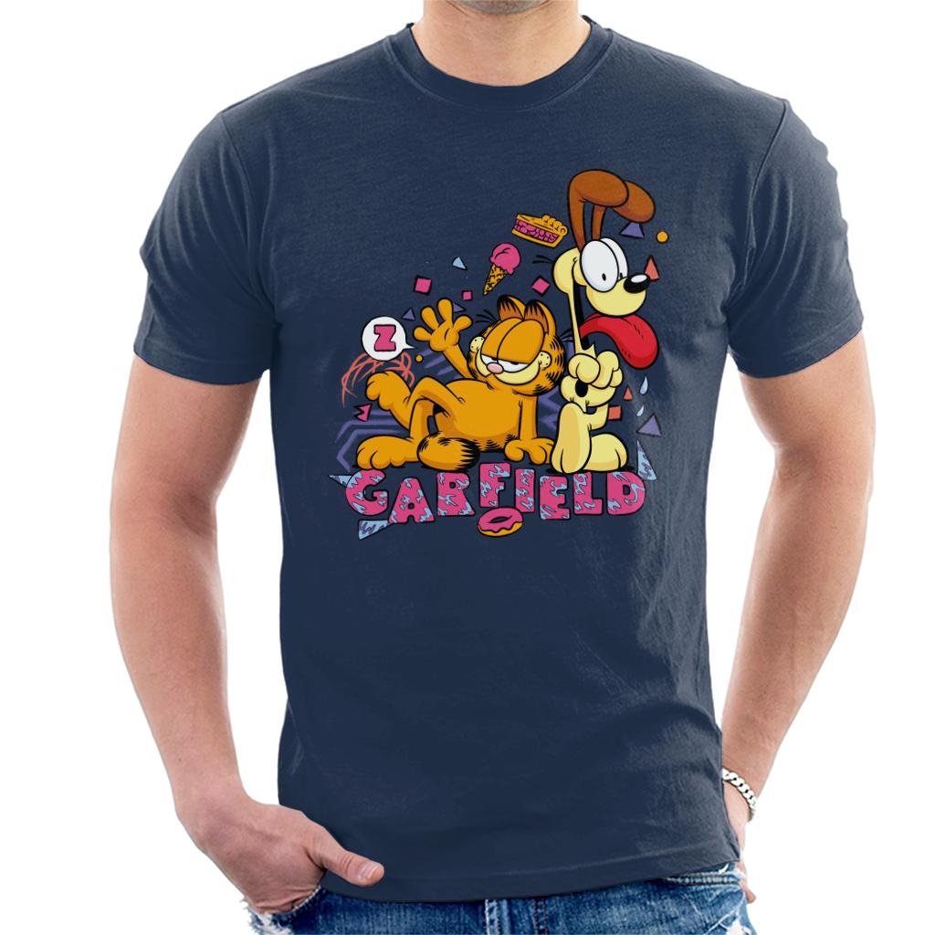 Garfield And Odie Retro 90s Snack Art Men's T-Shirt-ALL + EVERY