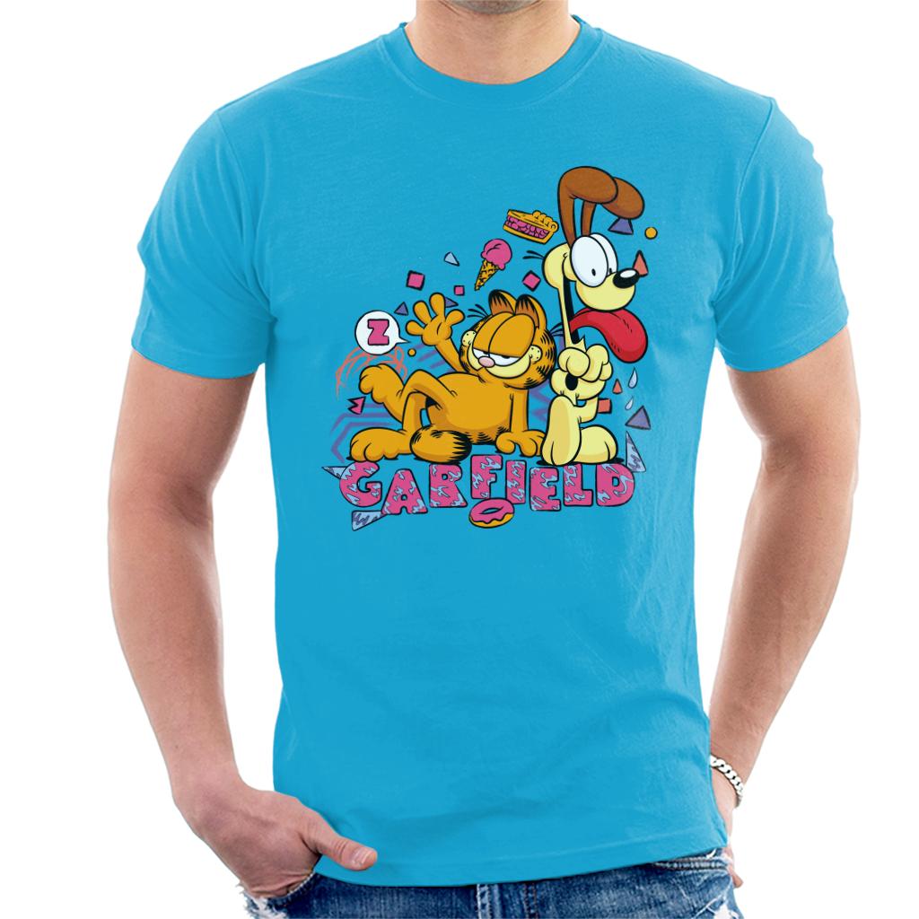 Garfield And Odie Retro 90s Snack Art Men's T-Shirt-ALL + EVERY