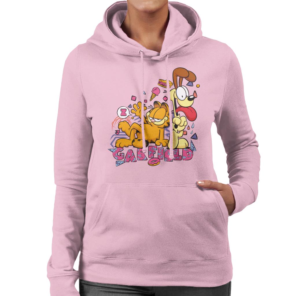 Garfield And Odie Retro 90s Snack Art Women's Hooded Sweatshirt-ALL + EVERY