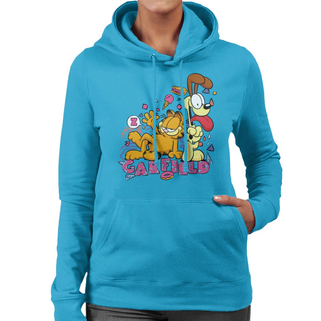 Garfield And Odie Retro 90s Snack Art Women's Hooded Sweatshirt-ALL + EVERY