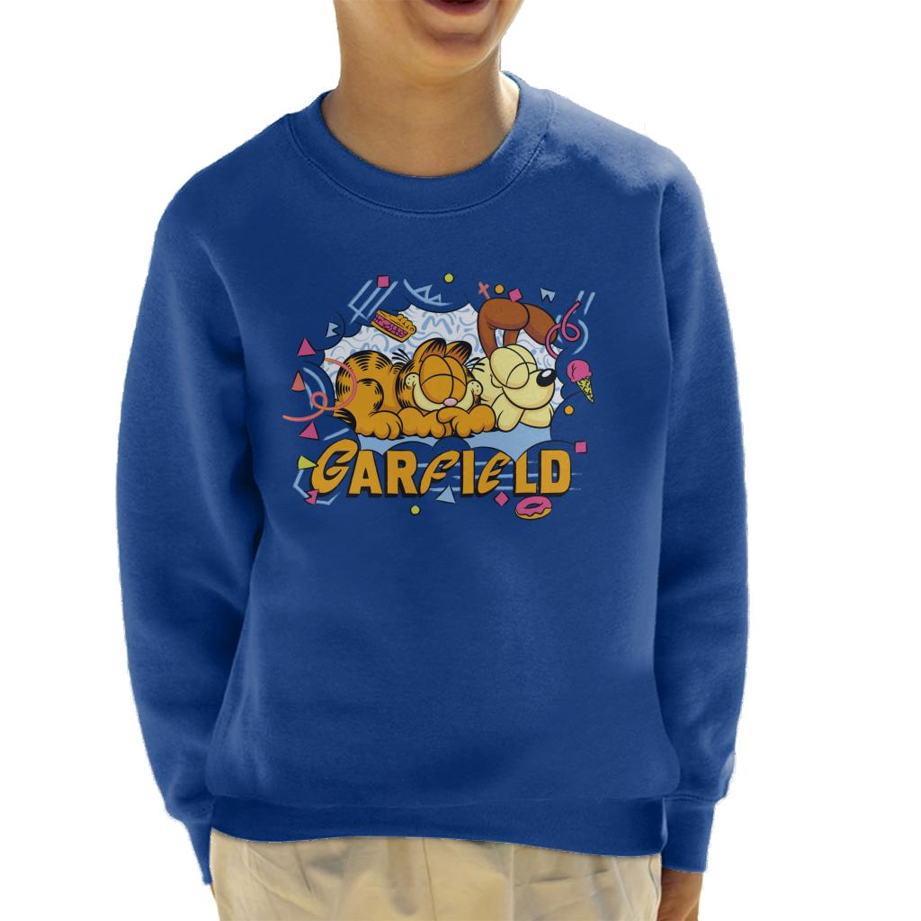 Garfield And Odie Napping Retro 90s Kid's Sweatshirt-ALL + EVERY