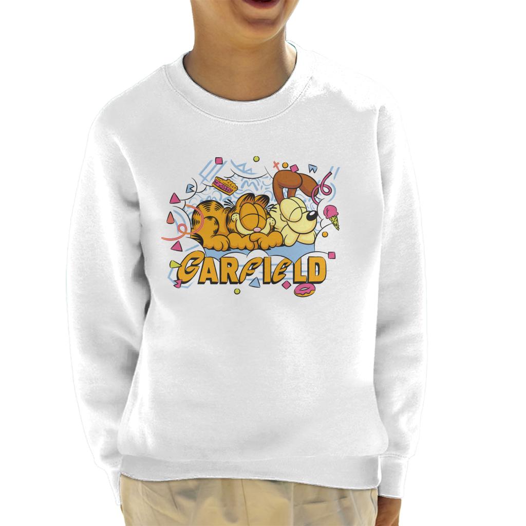 Garfield And Odie Napping Retro 90s Kid's Sweatshirt-ALL + EVERY