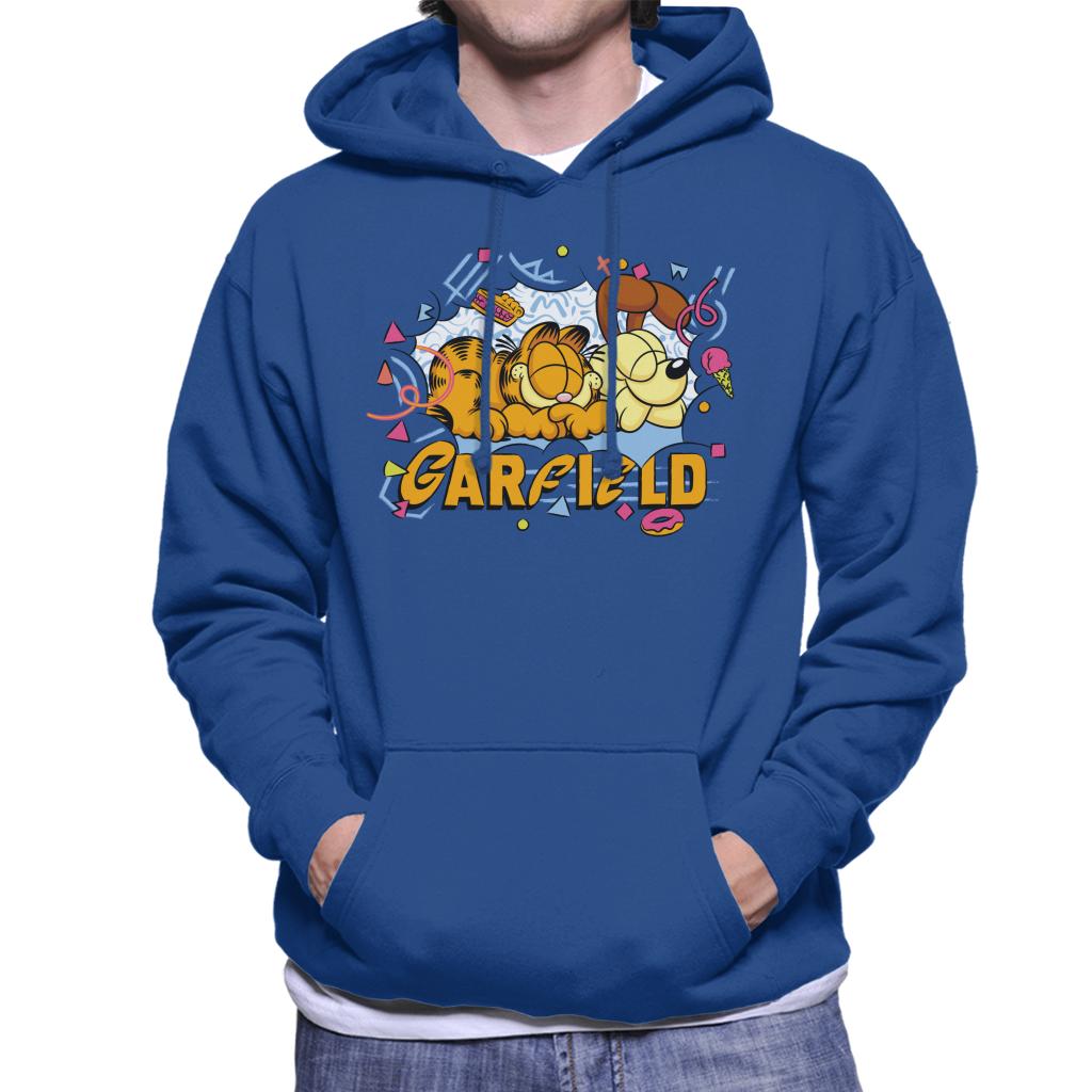 Garfield And Odie Napping Retro 90s Men's Hooded Sweatshirt-ALL + EVERY