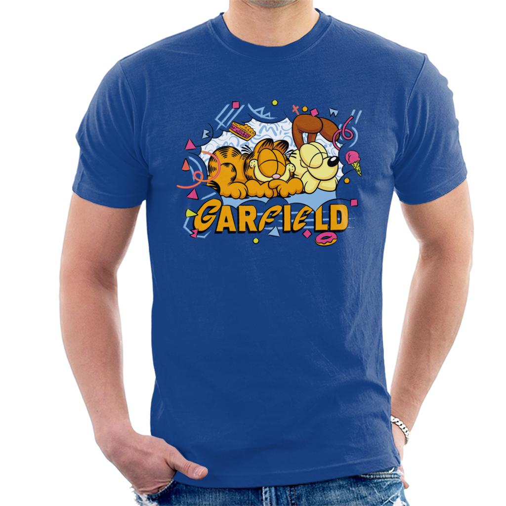 Garfield And Odie Napping Retro 90s Men's T-Shirt-ALL + EVERY