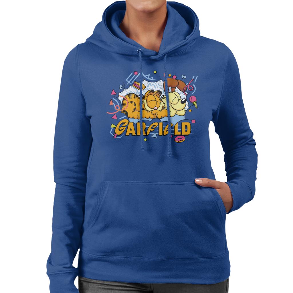 Garfield And Odie Napping Retro 90s Women's Hooded Sweatshirt-ALL + EVERY