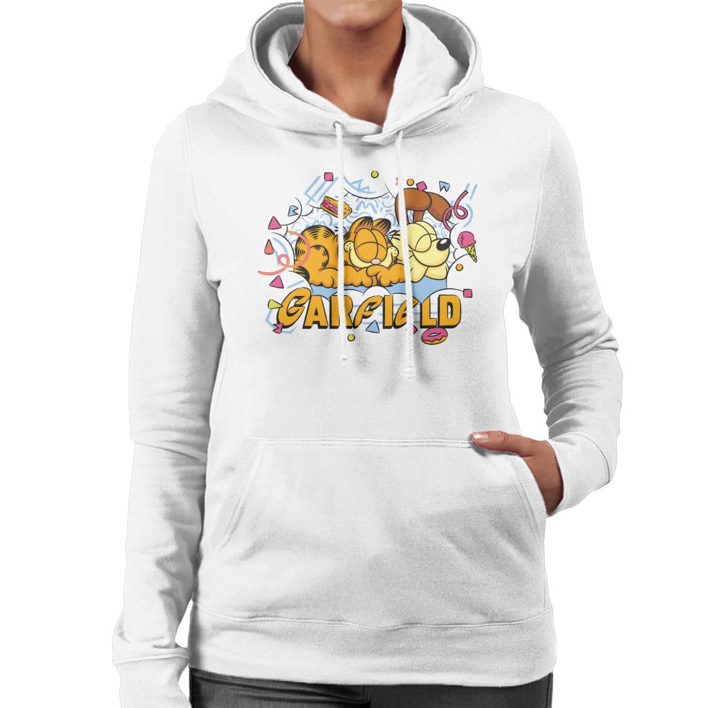 Garfield And Odie Napping Retro 90s Women's Hooded Sweatshirt-ALL + EVERY