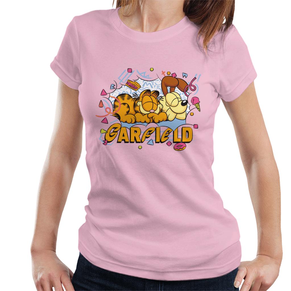 Garfield And Odie Napping Retro 90s Women's T-Shirt-ALL + EVERY