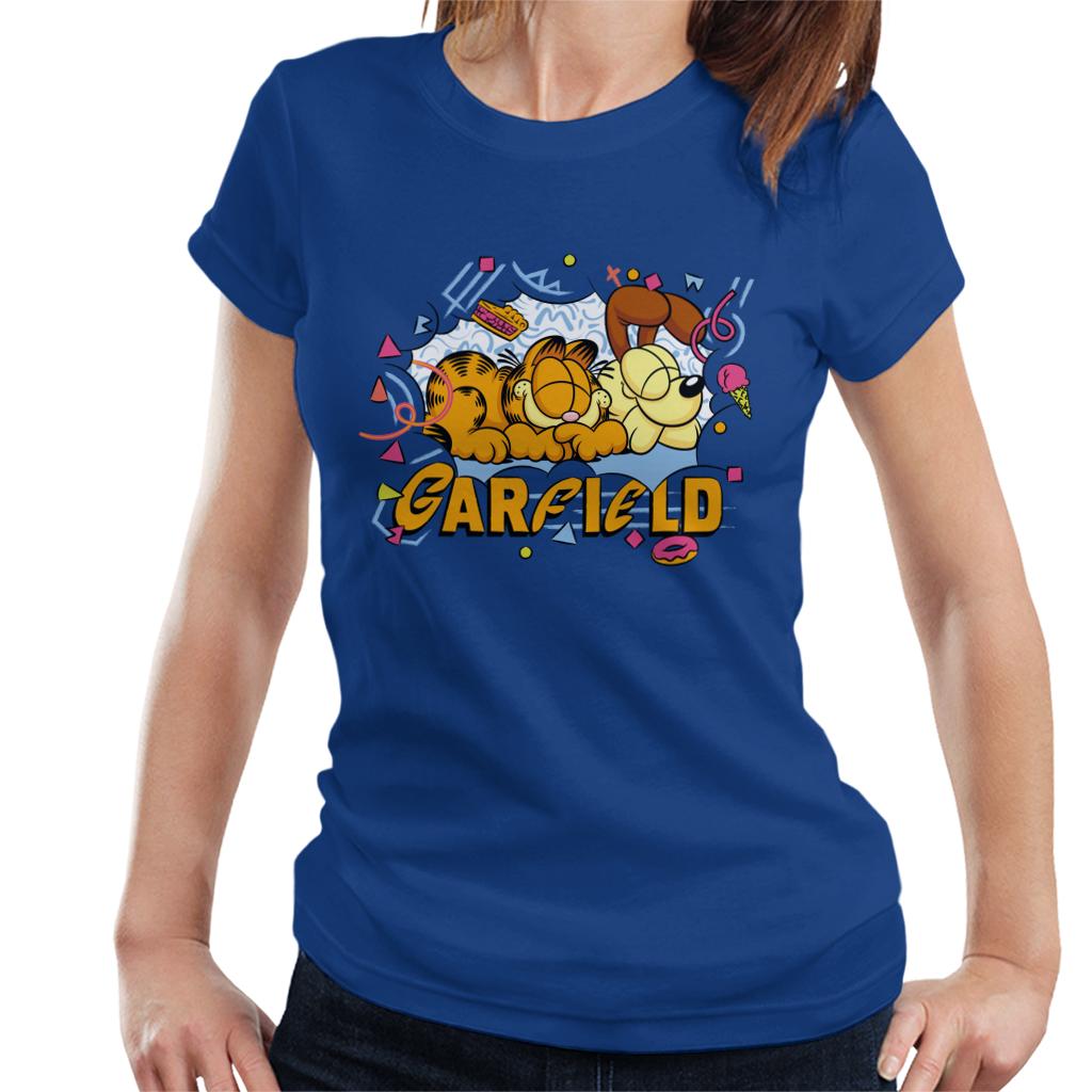Garfield And Odie Napping Retro 90s Women's T-Shirt-ALL + EVERY