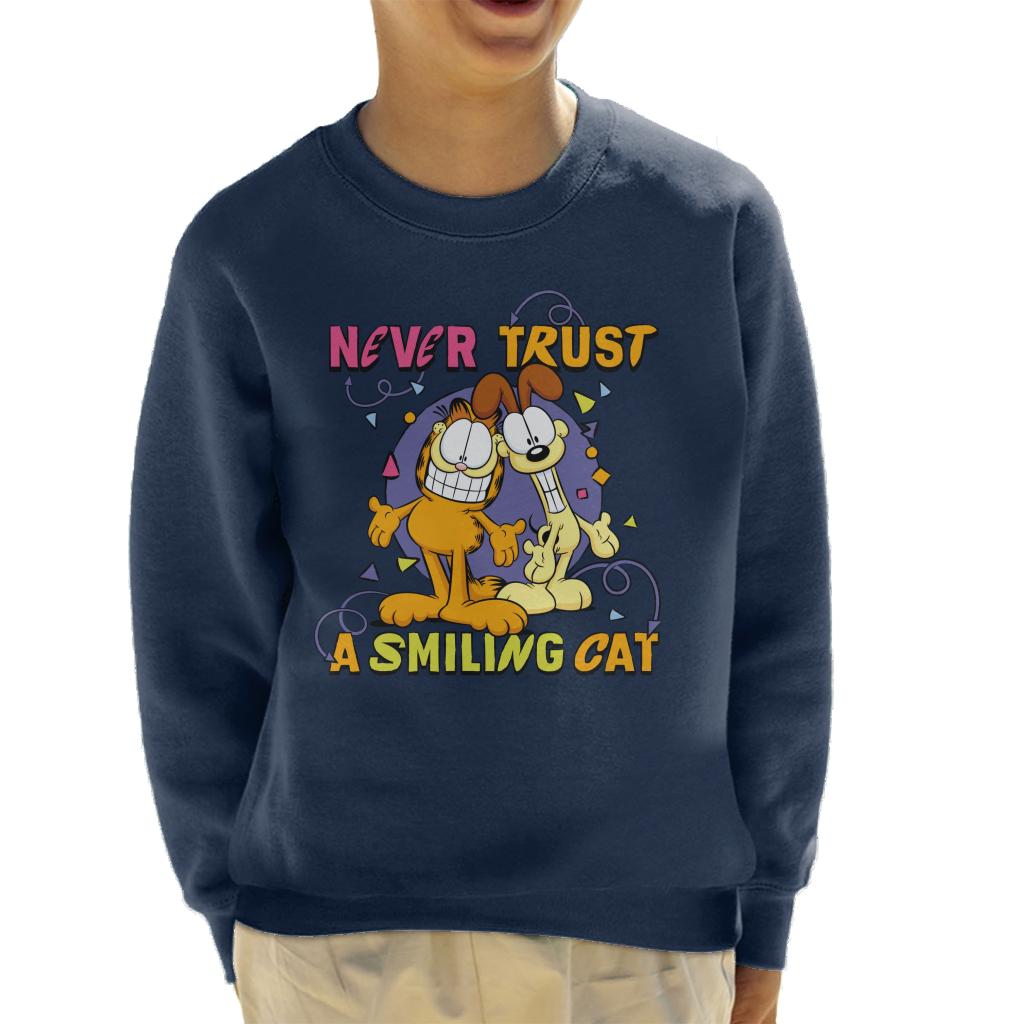 Garfield Never Trust A Smiling Cat Kid's Sweatshirt-ALL + EVERY