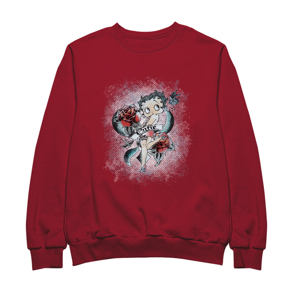 Betty Boop Roses Cutie Women's Sweatshirt-ALL + EVERY