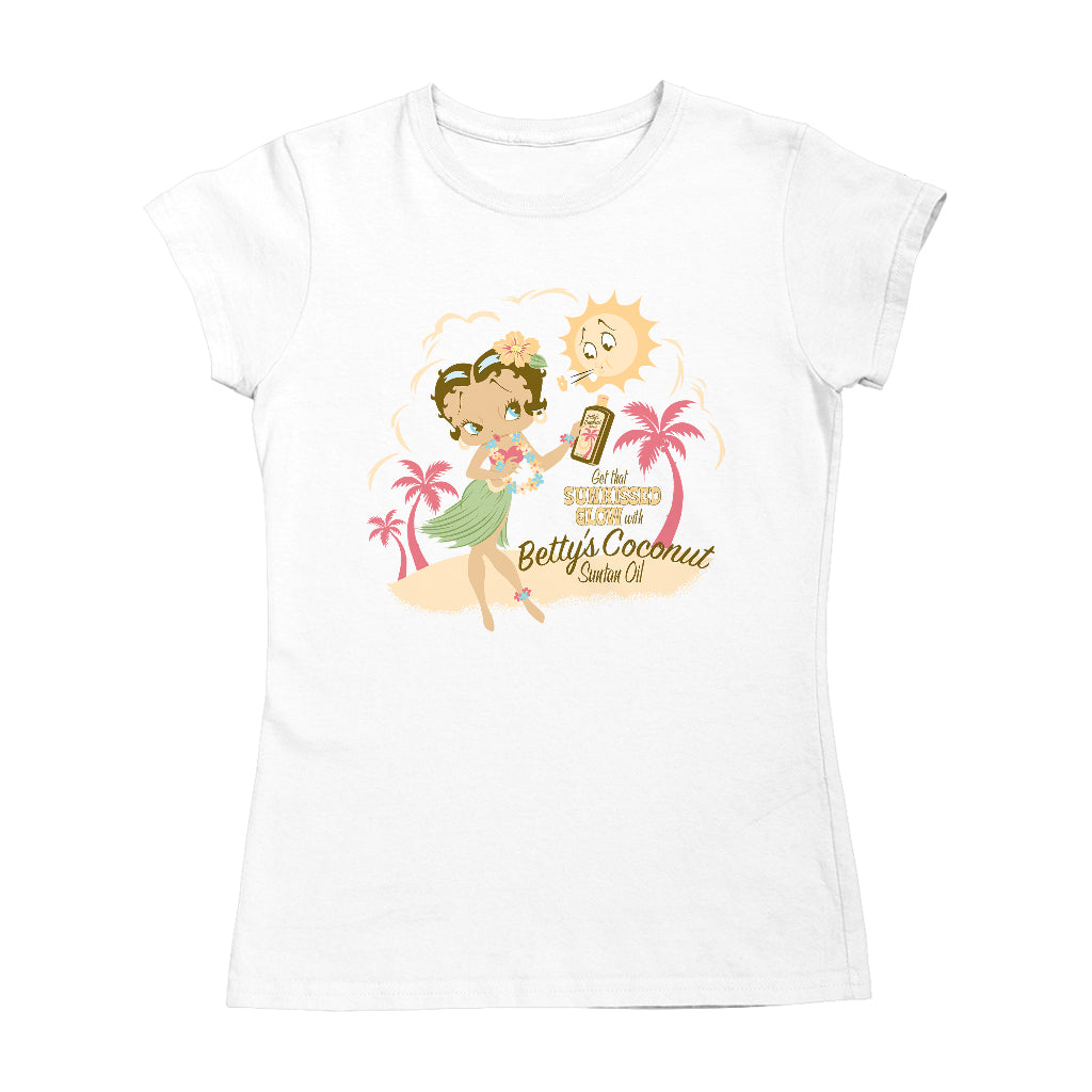 Betty Boop Bettys Coconut Suntan Oil Women's T-Shirt-ALL + EVERY