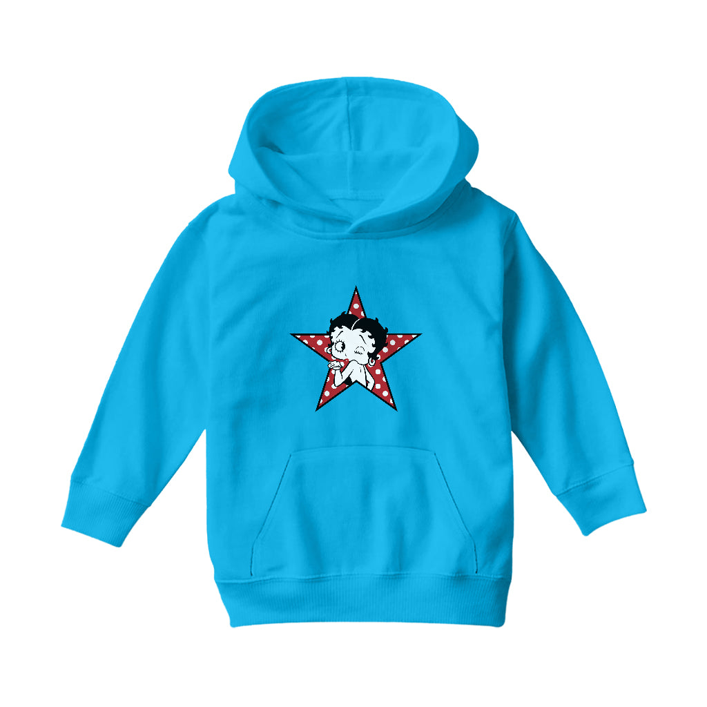 Betty Boop Wink Polka Dot Star Kids Hooded Sweatshirt-ALL + EVERY