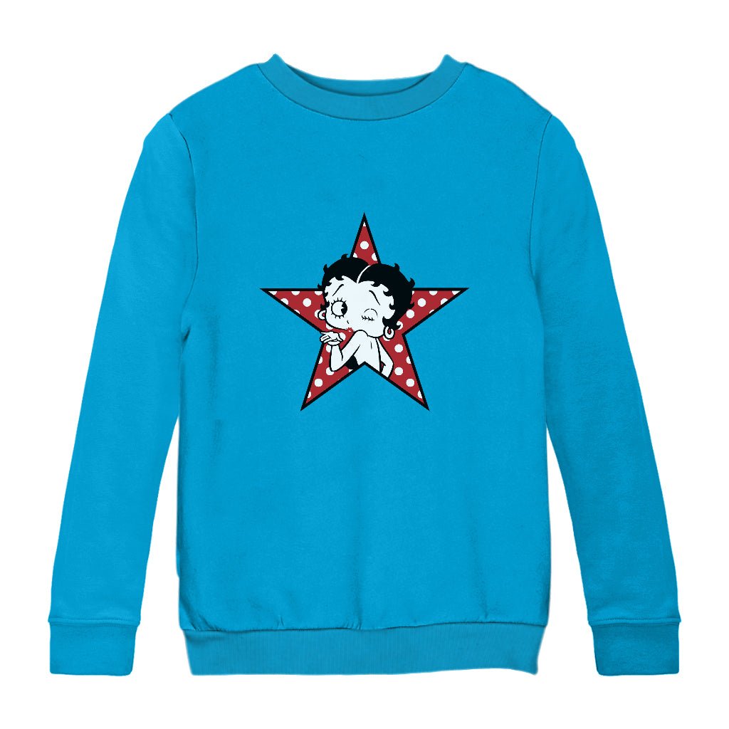 Betty Boop Wink Polka Dot Star Kids Sweatshirt-ALL + EVERY