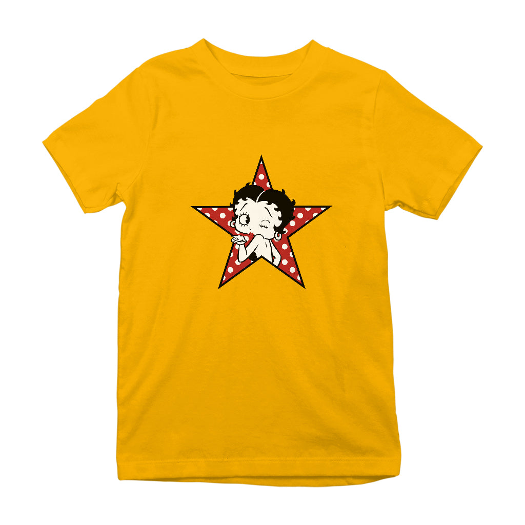 Betty Boop Wink Polka Dot Star Kids T-Shirt-ALL + EVERY