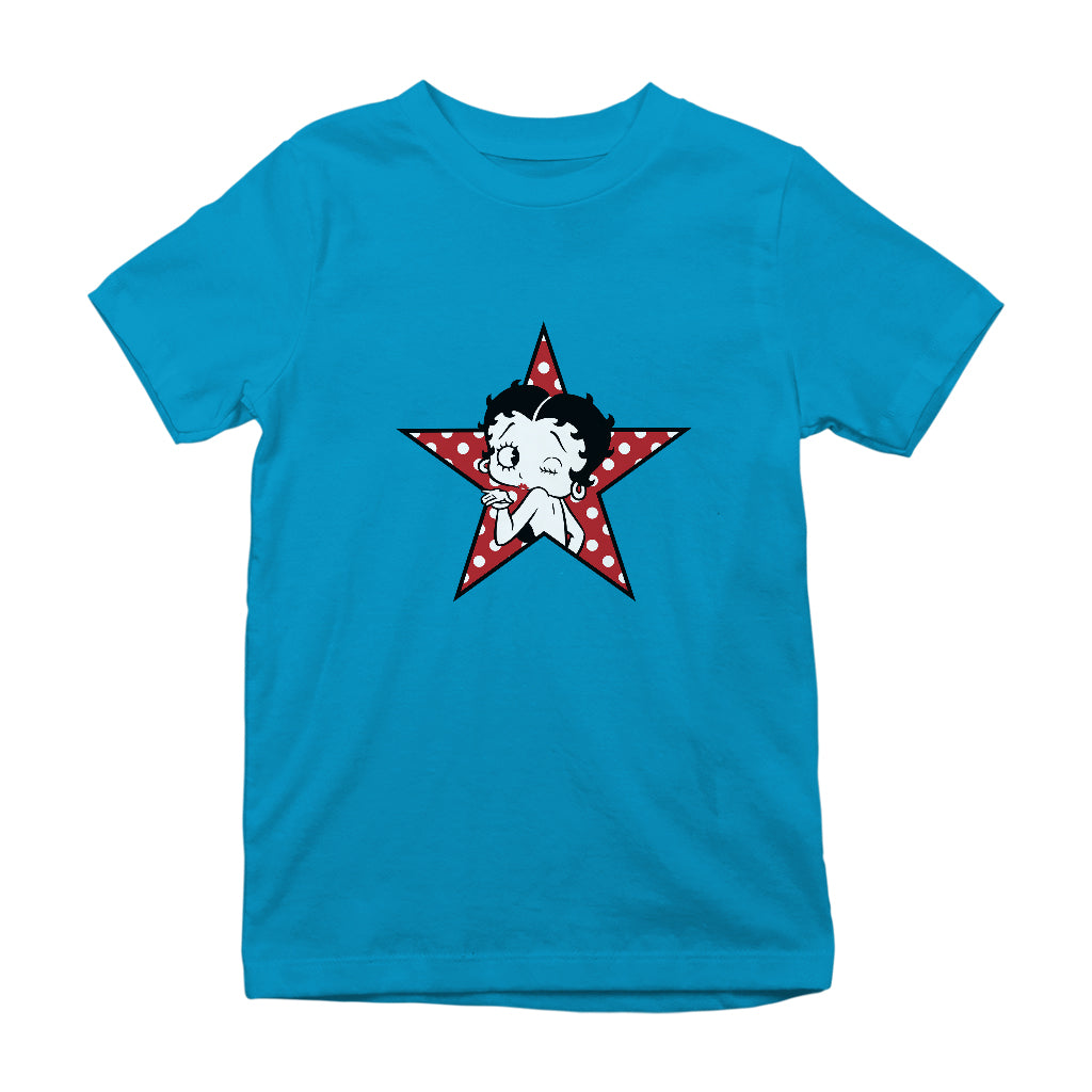 Betty Boop Wink Polka Dot Star Kids T-Shirt-ALL + EVERY