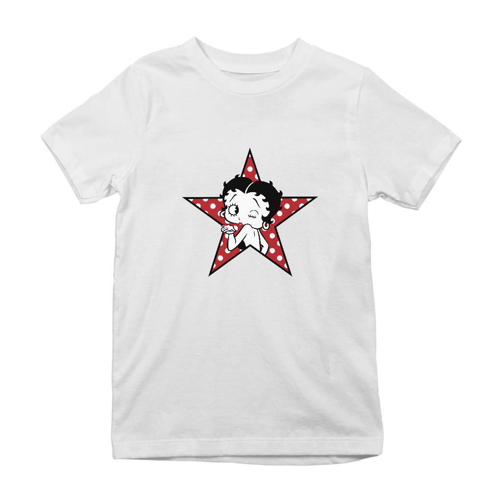 Betty Boop Wink Polka Dot Star Kids T-Shirt-ALL + EVERY