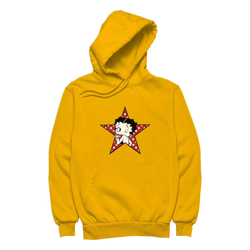 Betty Boop Wink Polka Dot Star Men's Hooded Sweatshirt-ALL + EVERY