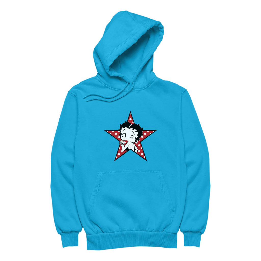 Betty Boop Wink Polka Dot Star Men's Hooded Sweatshirt-ALL + EVERY