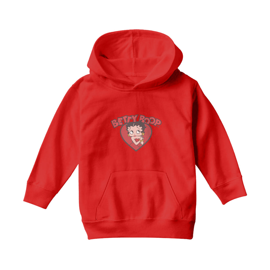 Betty Boop Love Red Dress Kids Hooded Sweatshirt-ALL + EVERY