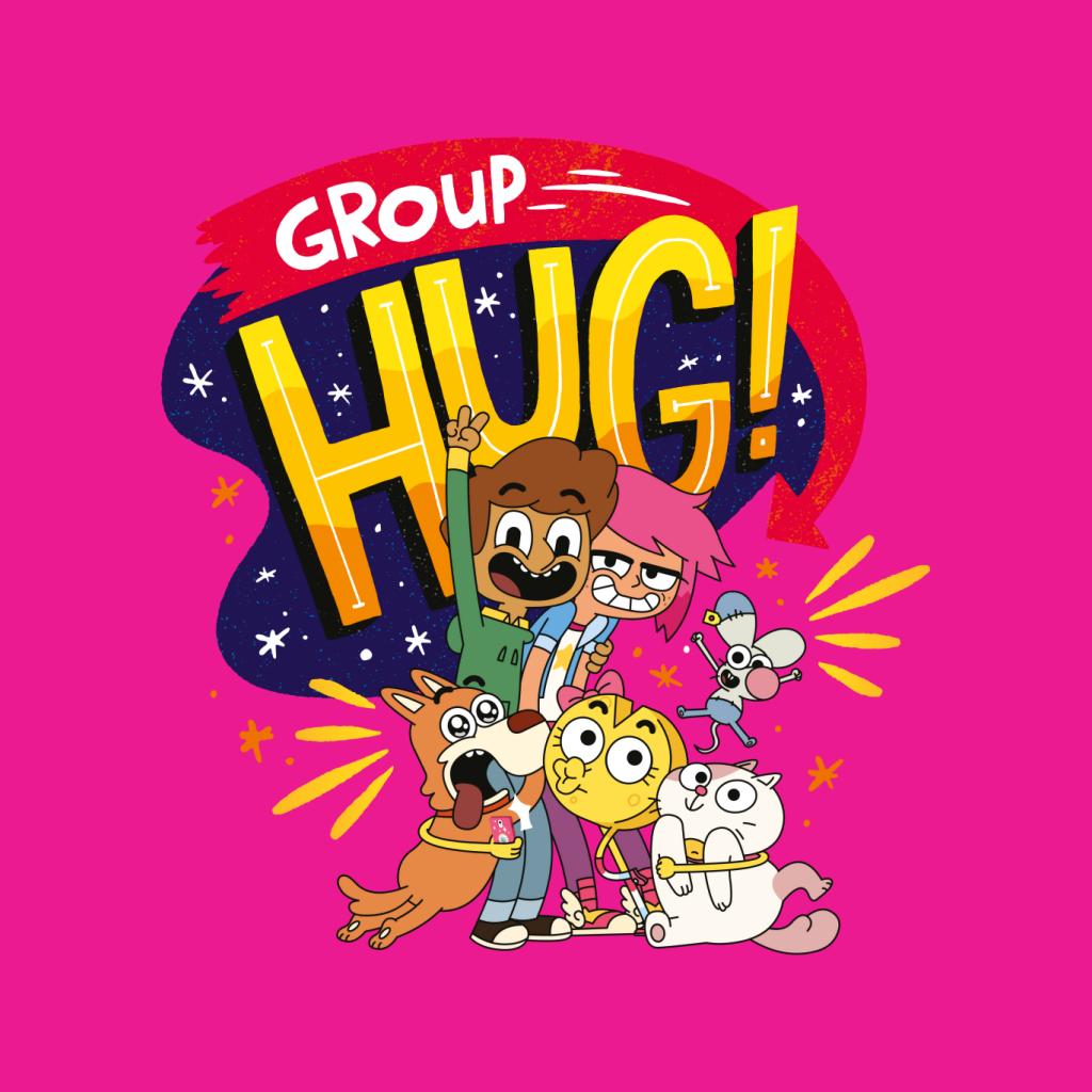 Boy Girl Dog Cat Mouse Cheese Group Hug Kids T-Shirt-ALL + EVERY