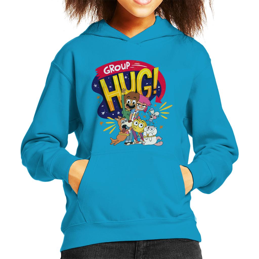 Boy Girl Dog Cat Mouse Cheese Group Hug Kids Hooded Sweatshirt-ALL + EVERY