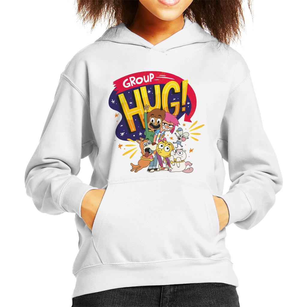 Boy Girl Dog Cat Mouse Cheese Group Hug Kids Hooded Sweatshirt-ALL + EVERY